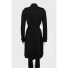 Black trench coat with pleated hem