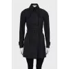 Black cropped trench coat