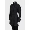 Black cropped trench coat