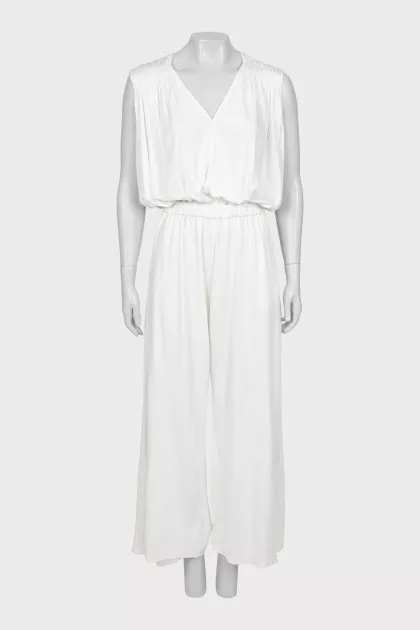 White V-Neck jumpsuit