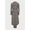 Coat with a belt in houndstooth print