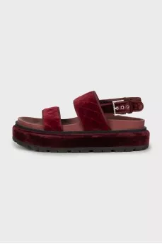 Burgundy suede sandals