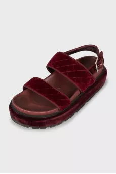 Burgundy suede sandals
