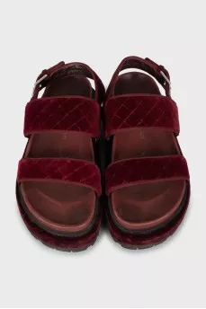 Burgundy suede sandals