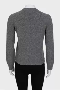 Gray V-neck sweater