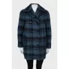 Double-breasted check coat