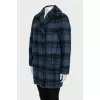 Double-breasted check coat