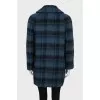 Double-breasted check coat