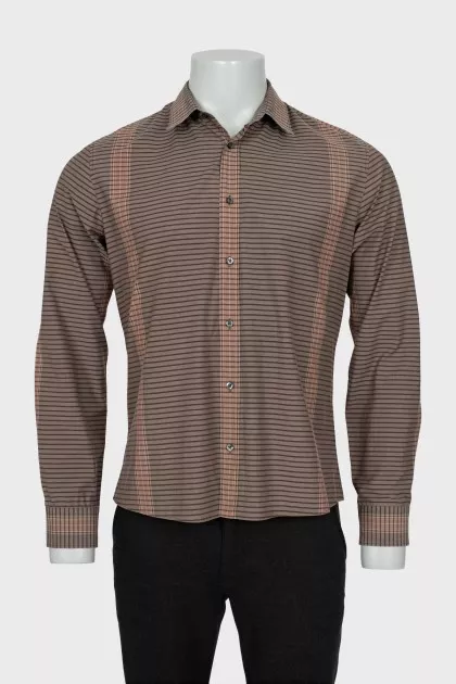 Men's brown striped shirt