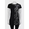 Black T-shirt decorated with rhinestones