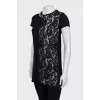 Black T-shirt decorated with rhinestones
