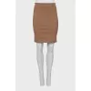 Brown pencil skirt with slit