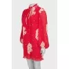 Pleated dress with voluminous sleeves