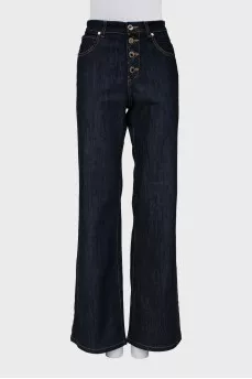 Navy blue palazzo button down jeans