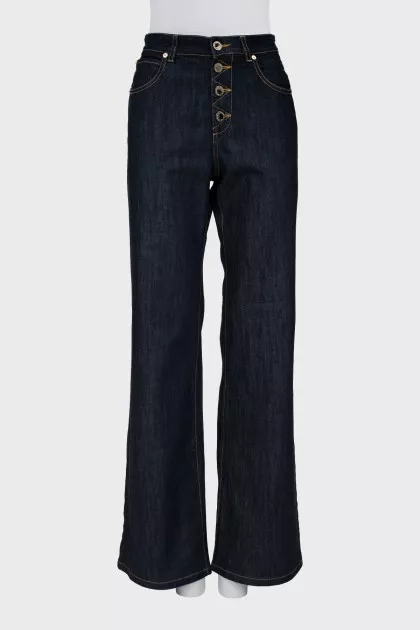 Navy blue palazzo button down jeans