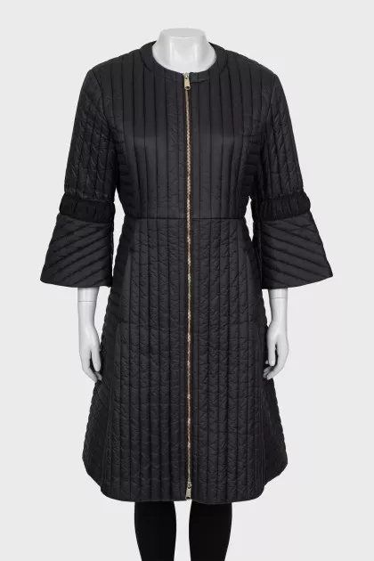 Quilted coat with 3/4 sleeves