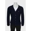 Men's cardigan with branded patch