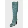 Green leather boots