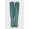 Green leather boots