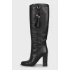 Boots with embossed leather