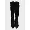 Suede boots with embellished heel