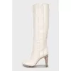 White leather boots