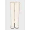 White leather boots