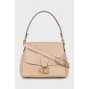 Beige leather crossbody bag