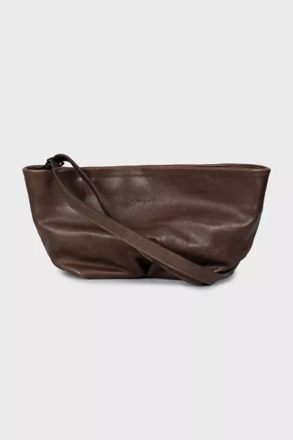 Brown leather crossbody bag