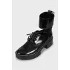 Combined lace-up boots