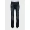 Men's jeans with leather pockets