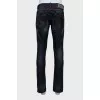Men's jeans with leather pockets