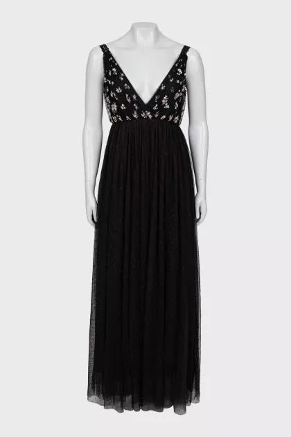 Mesh maxi dress with tag