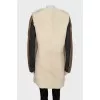 Leather sheepskin coat in combined color