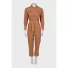 Brown button down jumpsuit