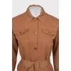 Brown button down jumpsuit