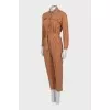 Brown button down jumpsuit