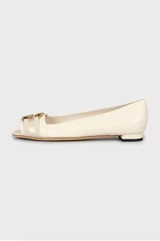 Leather ballet shoes with tag