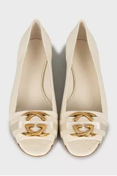Leather ballet shoes with tag