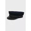 Wool cap with leather visor