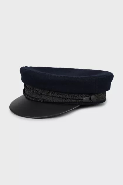 Wool cap with leather visor
