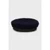 Wool cap with leather visor