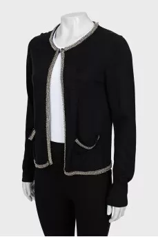 Black cardigan decorated with chain