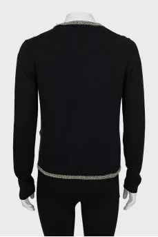 Black cardigan decorated with chain