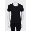 Black T-shirt decorated with stones