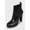 Leather ankle boots with metallic decor