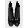Leather ankle boots with metallic decor