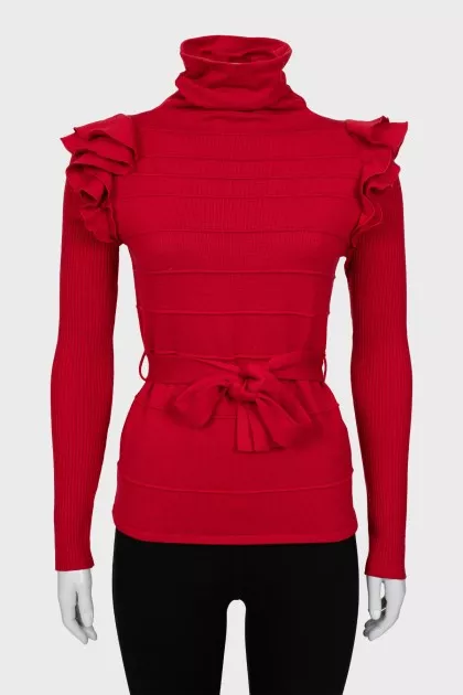 Red golf with frills on shoulders
