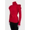 Red golf with frills on shoulders