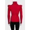Red golf with frills on shoulders